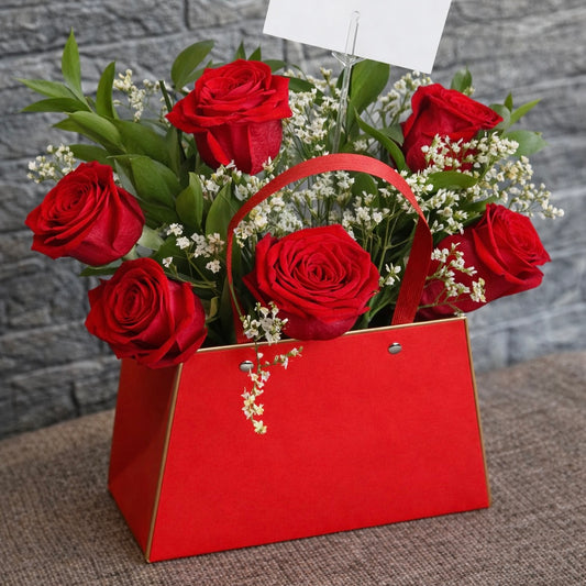 BOLSA COREANA ROJO CON DORADO 21x10x29cm - CNBAG2.2