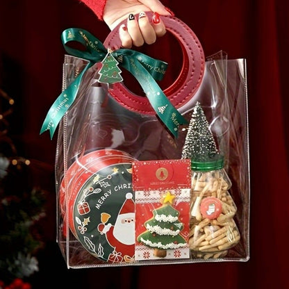 Bolsa PVC Cristal Manija de Cuerina Roja - 25x14.5x27cm - COD 642296