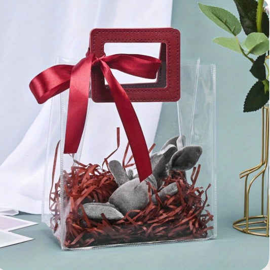 Bolsa PVC Cristal Manija de Cuerina Bordo - 25x14.5x27cm COD 642418