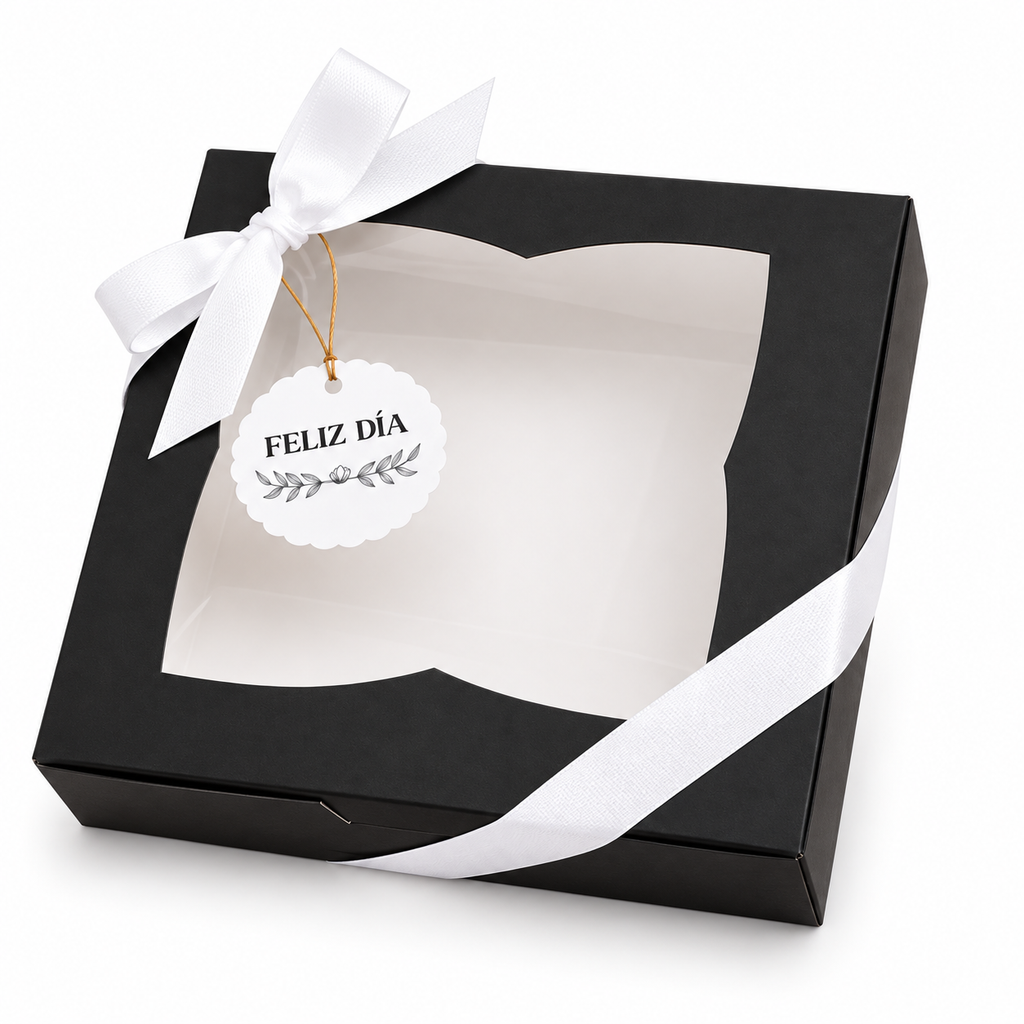 Caja 22x22x7cm negro con visor - 641816