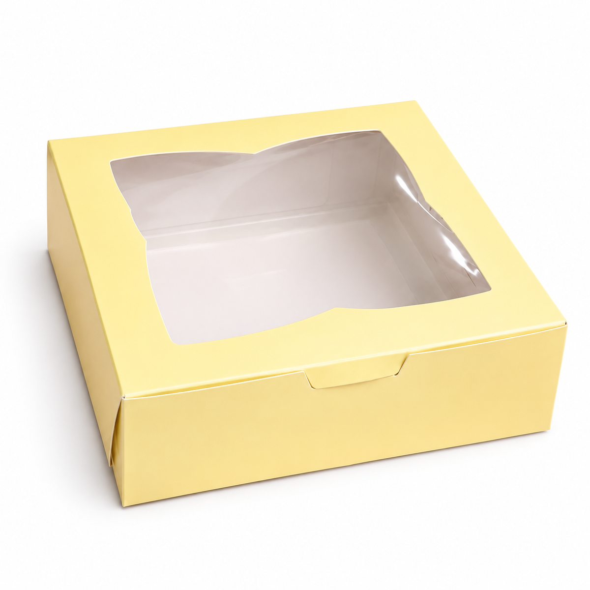 Caja 22x22x7cm amarillo con visor - 640891