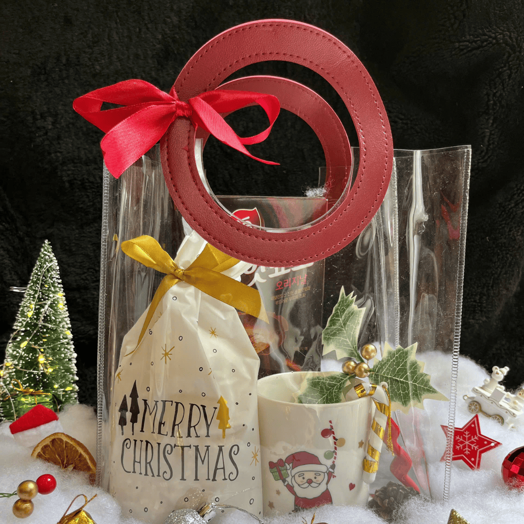 Bolsa PVC Cristal Manija de Cuerina Roja - 25x14.5x27cm - COD 642296