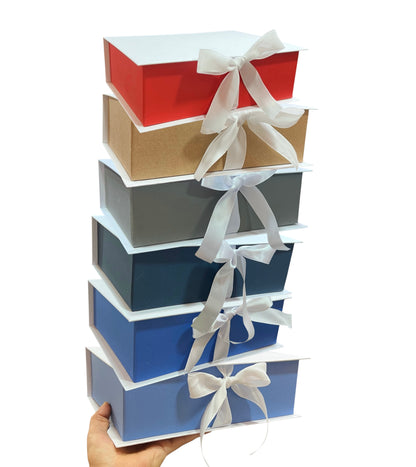 Caja Premium 23x17x7cm Tipo Libro  Bi Color con cinta frontal - (unidad)