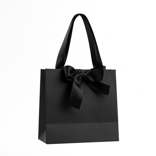Bolsa Negra Mini con Manija Cinta Razo - 14.5x8x14.5cm