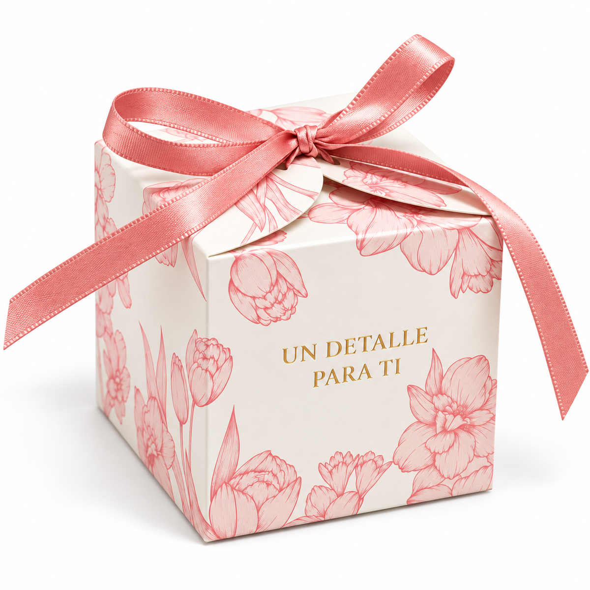 CAJA 7X7X7CM FLORAL ROSA - 639505