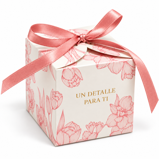 CAJA 7X7X7CM FLORAL ROSA - 639505