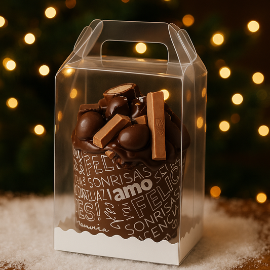 CAJA 19x19x20cm CON MANIJA + BASE INCLUIDA (ideal para pan dulce de 1kg) - COD 642319