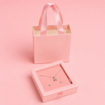 Caja 9x9x3cm para Joyas Rosa - Tipo Bolso