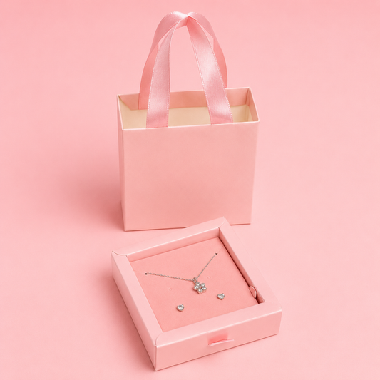 Caja 9x9x3cm para Joyas Rosa Tipo Bolso - 642160