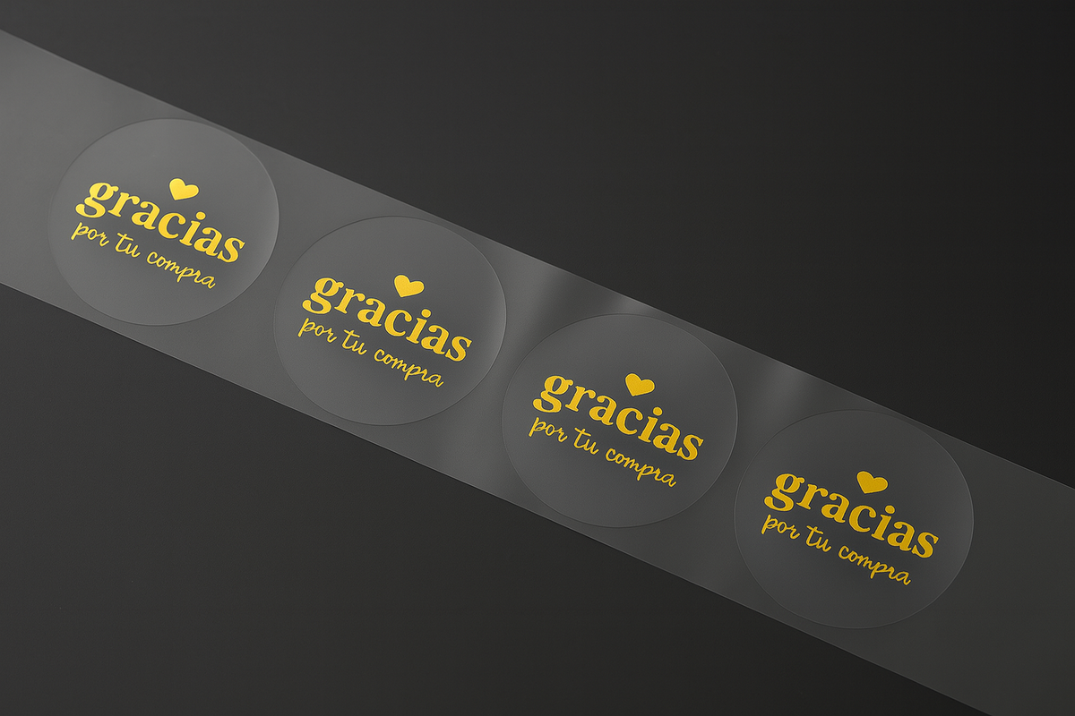 Sticker Transparente “Gracias por tu compra” 4cm - rollo (contiene 500 und)