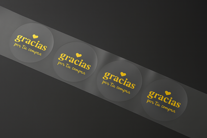 Sticker Transparente “Gracias por tu compra” 4cm - rollo (contiene 500 und)