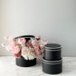 Caja Premium Redonda Negro con Borde Blanco