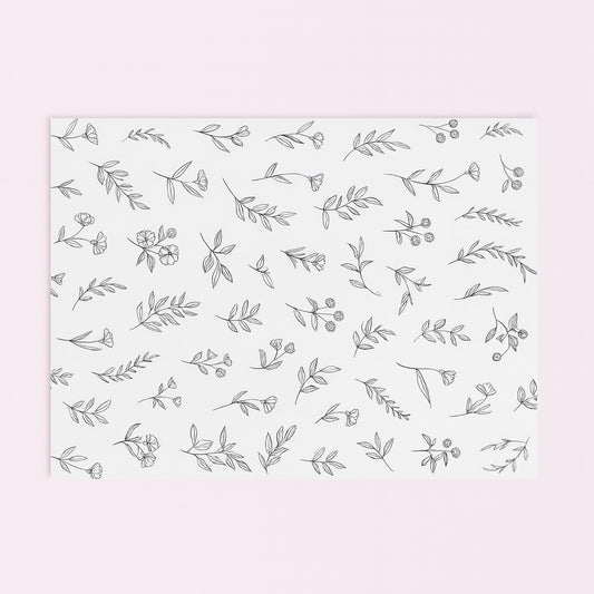 Papel Manteca Flores Negro 27x40cm (contiene 25 hojas) - COD 640428