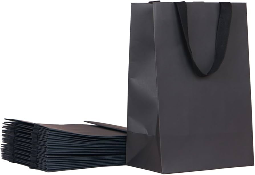 Bolsa de Lujo 20x10x28cm con manija Asas - Negro/Kraft