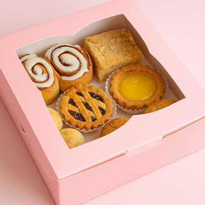 Caja 22x22x7cm rosa con visor - 641360