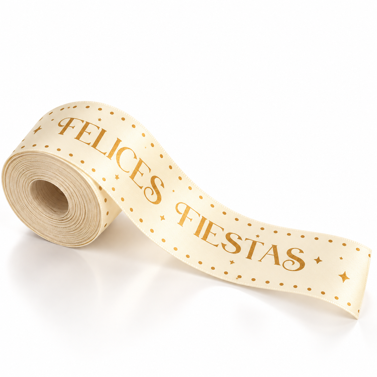 Cinta  Raso 4cm  x 10 metros- FELICES FIESTAS