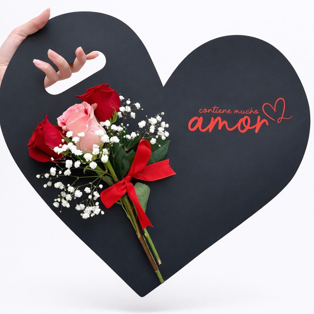 Porta Regalo Corazón Negro 43cm - COR3.5