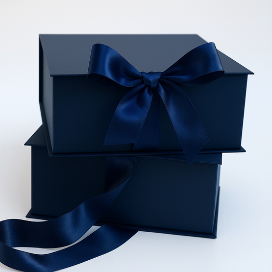 Caja Premium 25x25x10cm Tipo Libro Azul Marino