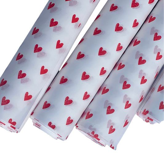 Papel Manteca Corazones Rojo 27x40cm (contiene 25 hojas)