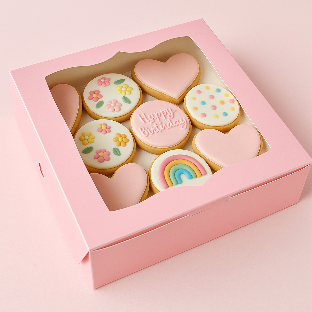 Caja 22x22x7cm rosa con visor - 641360
