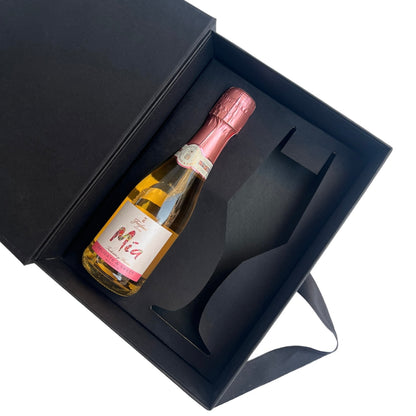 Caja Premium con divisoria estándar - Tipo Libro para champagne + copa