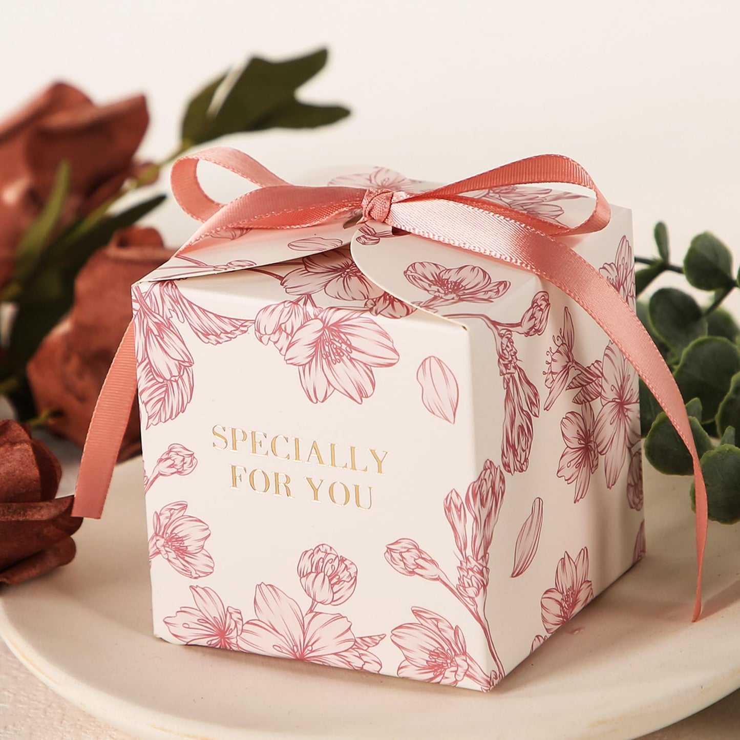 CAJA 7X7X7CM FLORAL C/ CINTA - (PAQUETE X 10 UND)