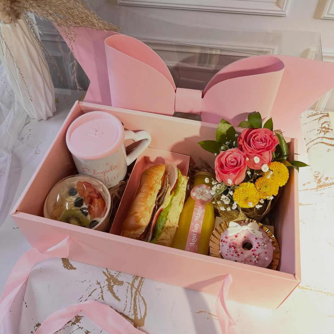 CAJA MOÑO ROSA 35X21X16.5CM -TRI3