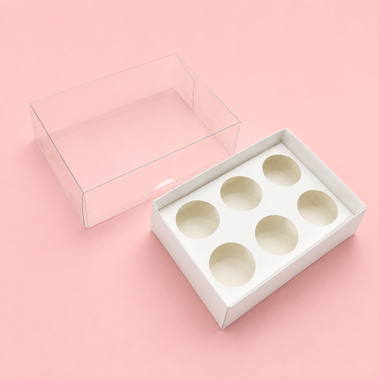 CAJA 12x8.5x3.5cm P/ 6 BOMBONES con tapa de acetato - 643415