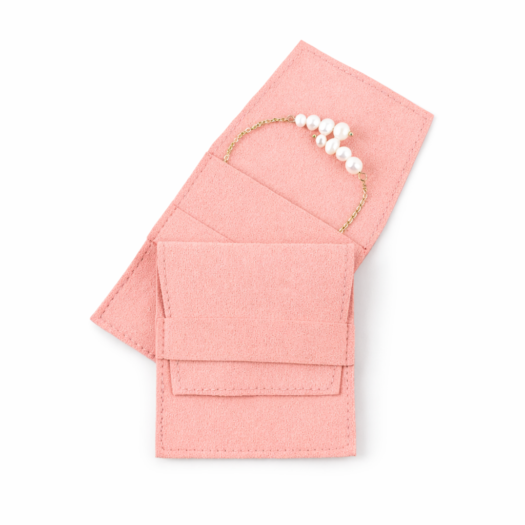 Estuche para joyas de microfibra 7x7 cm rosa