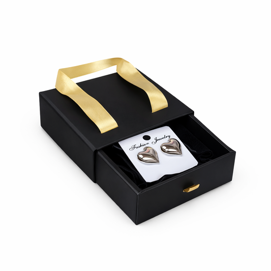 Caja Premium 9x9x3cm para Joyas con Manija - Negro - COD 640799