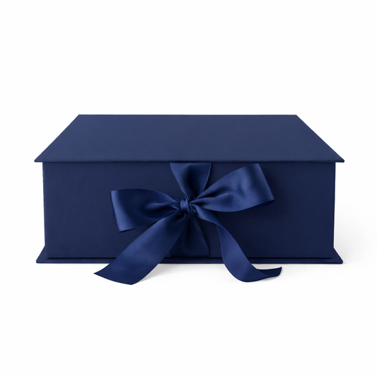 Caja Premium 25x25x10cm Tipo Libro Azul Marino