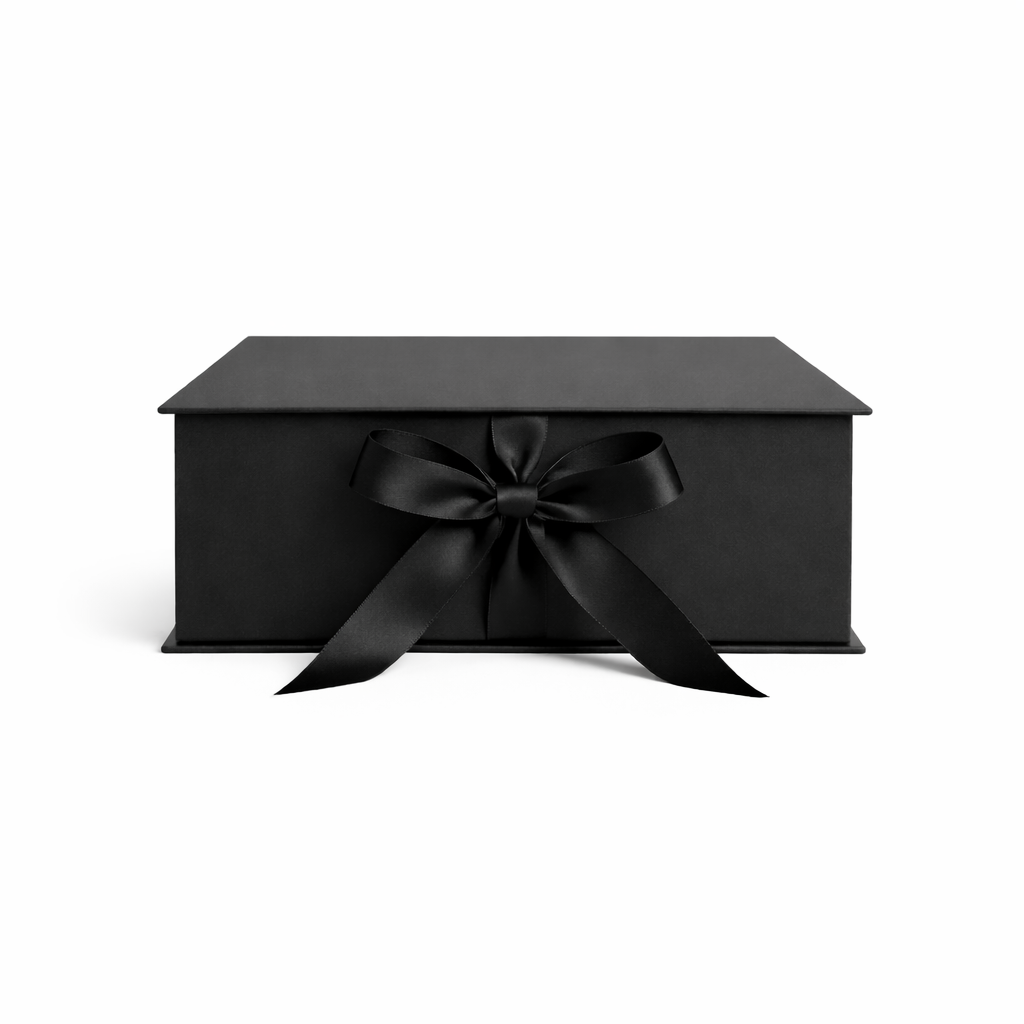 Caja Premium 30x30x10cm Tipo Libro con cinta frontal - NEGRO