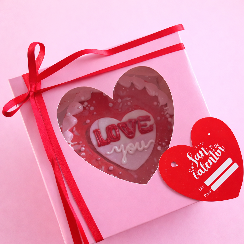 Caja 16x16x10cm c/ visor de corazón Rosa - CUP4V.1