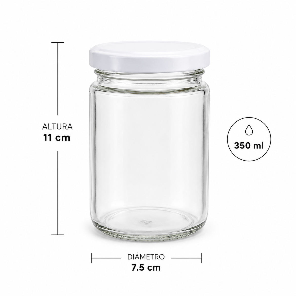 BOTELLA DE VIDRIO TAPA BLANCA 350ML