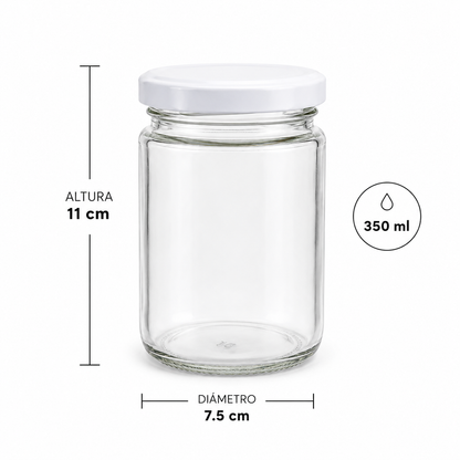 BOTELLA DE VIDRIO TAPA BLANCA 350ML