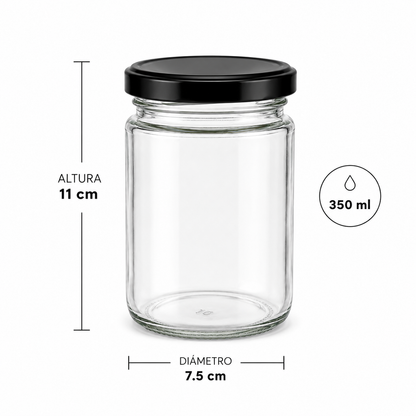 BOTELLA DE VIDRIO TAPA NEGRA 350ML