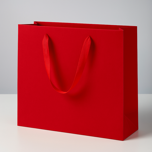 Bolsa de Lujo 27x8x21cm con Manija Asas - Kraft/Negro/Rojo