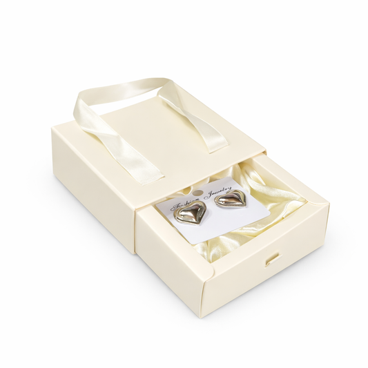 Caja Premium 9x9x3cm para Joyas con Manija - Beige - COD 640805