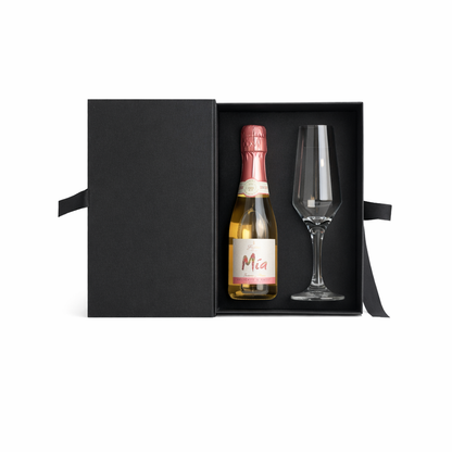 Caja Premium con divisoria estándar - Tipo Libro para champagne + copa