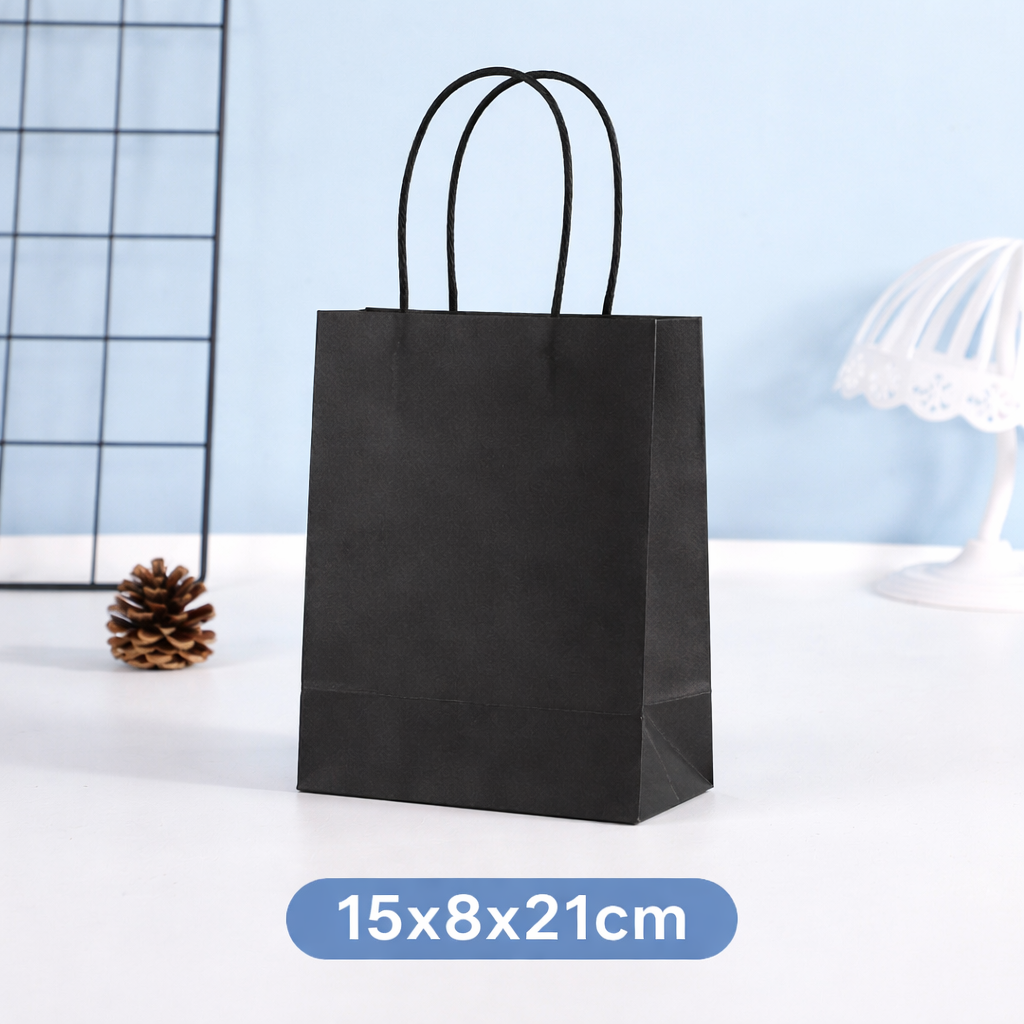 Bolsa en Papel Kraft Negro- 15x8x21 cm