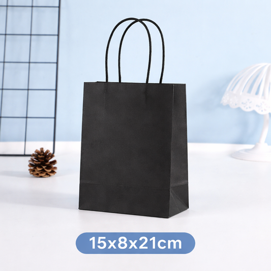 Bolsa en Papel Kraft Negro- 15x8x21 cm