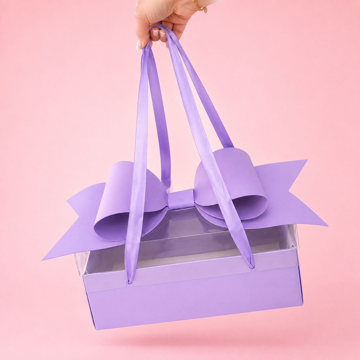 CAJA MOÑO LILA 35X21X16.5CM -TRI3.3