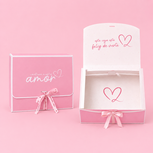 CAJA LAZO AMOR ROSA 27x24x8.5cm - 642450