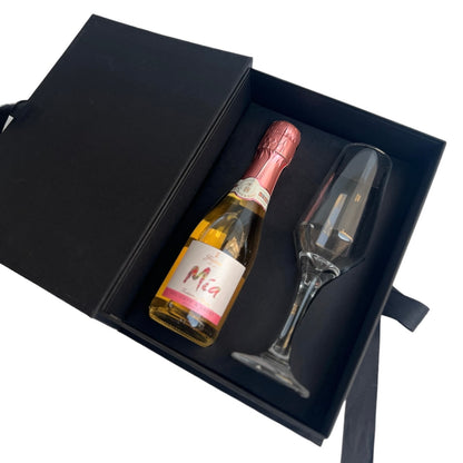 Caja Premium con divisoria estándar - Tipo Libro para champagne + copa