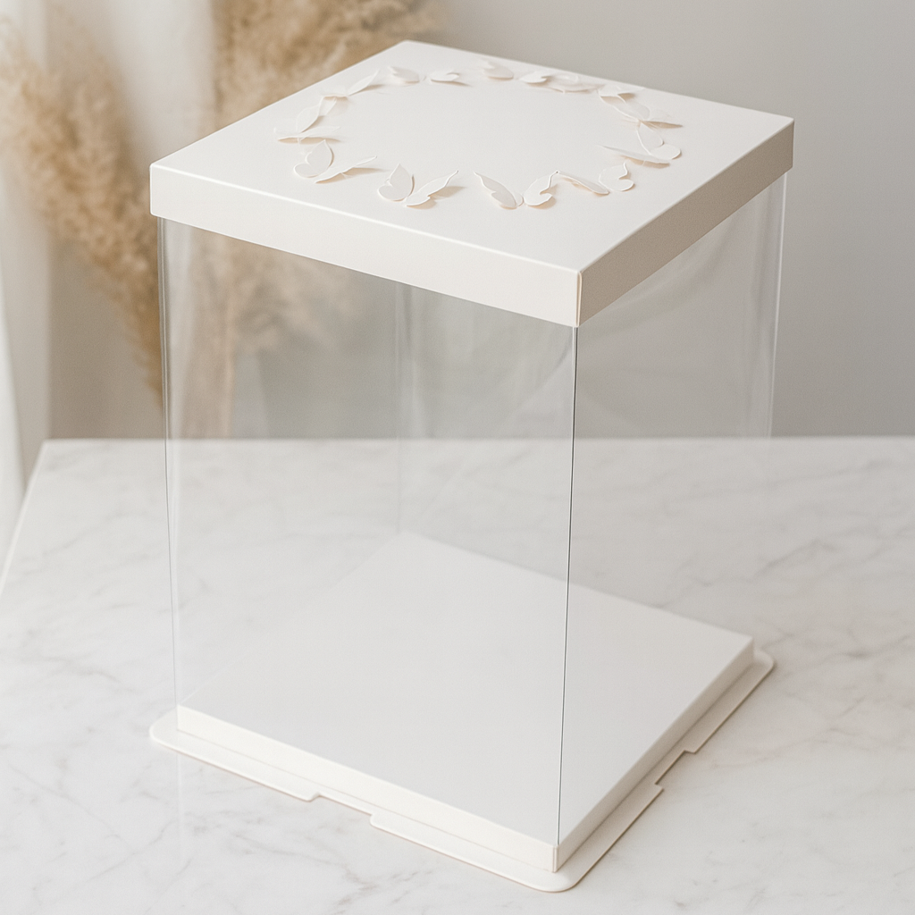 Caja 22x22x29,5cm Mariposa Transparente