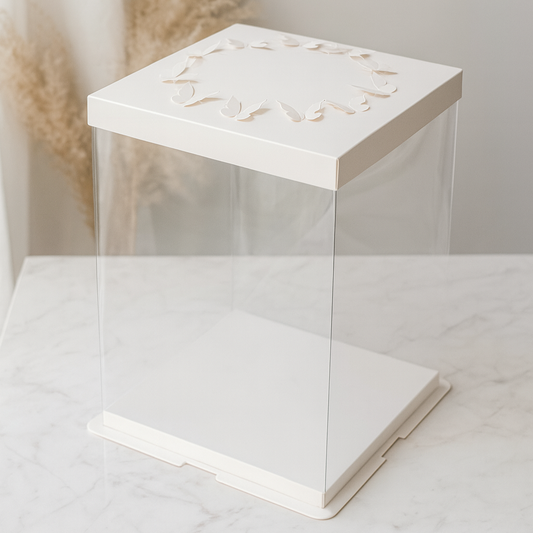 Caja 22x22x29,5cm Mariposa Transparente