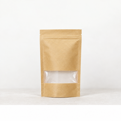 Doypack kraft con visor 12x20+4 cm (CONT 50 UND.)