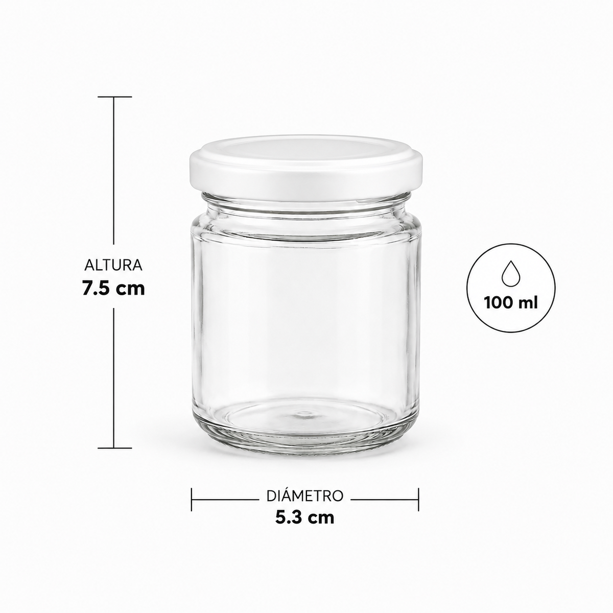BOTELLA DE VIDRIO TAPA BLANCA 100ML