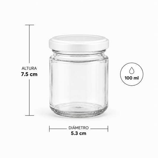 BOTELLA DE VIDRIO TAPA BLANCA 100ML