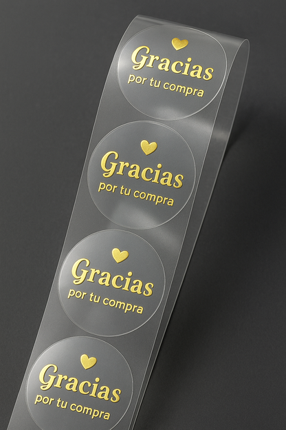 Sticker Transparente “Gracias por tu compra” 4cm - rollo (contiene 500 und)